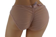 .VICTORIA'S SECRET MESH EMBROIDERED ROSE RUCHED BACK BIKINI PANTY