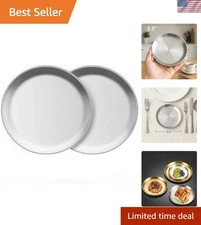 Lightweight Stackable 5.5-Inch Stainless Steel Plates - Ideal for Everyday Use