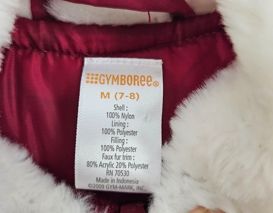 GYMBOREE Chaleco Rojo Piel Sintética Cuello Abombado Cremallera Talla 7/8 Foto 3 de 4