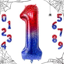 40 Inch Spider Number 1 Foil Balloons for 1st Anniversary Birthday Decor La...