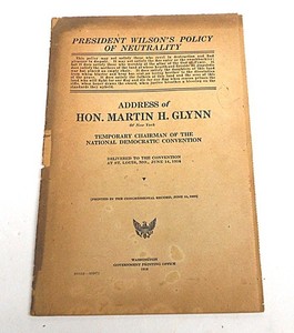 1916 Democratic National Convention Printed Address Nomination of Woodrow Wilson