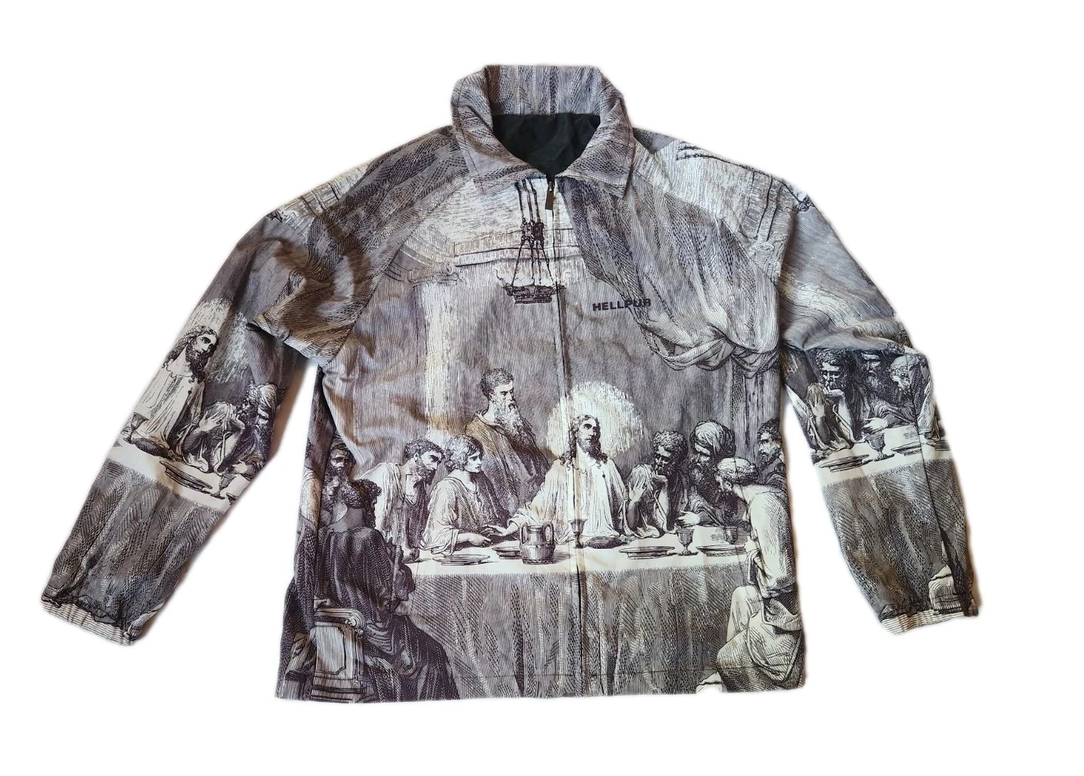 Hellpur Last Supper Graphic Full Zip Jacket Men's XL Religious Streetwear