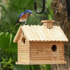 Bird House Outside,Outdoor Bird Houses, Natural Wooden Bird Hut Clearance 2 H...