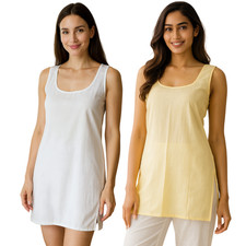 Pack of 2 Women’s Cotton Camisole Inner Slips – Short Length Underslip for Kurti