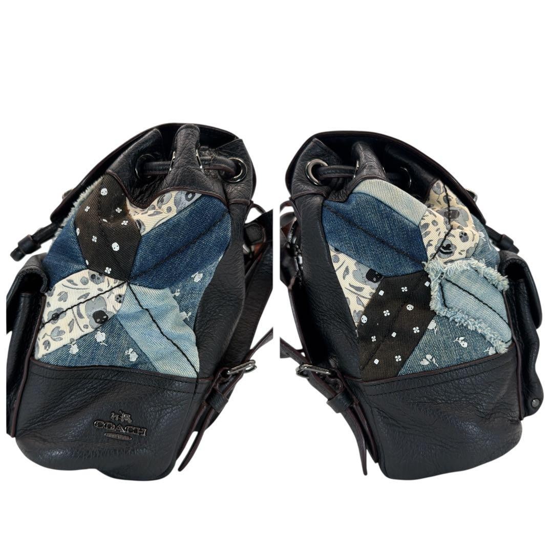 COACH Backpack Leather × Denim Patchwork Women A-… - image 3