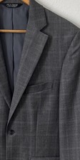 Jos A Bank Traveler Men Sport Coat 37 Reg Blazer Tailored Fit Windowpane Gray