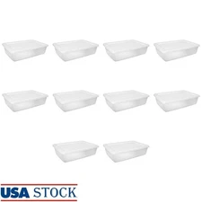 28 Qt Clear Plastic Storage Box White Set of 10 Stackable Organizing Container