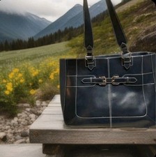 Vintage Wilson s Leather Bag Blue Open Tote H...