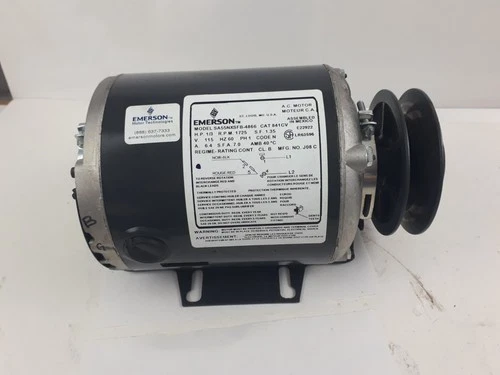 Emerson SA55NXSFB 4866 Fan Motor 1725RPM 1/3HP Reversible w Base an 3 1/4 Pulley