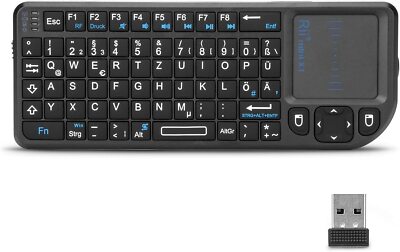 Rii X1 Mini Tastatur Wireless, Kabellos Tastatur mit Touchpad, Smart TV Tastatur