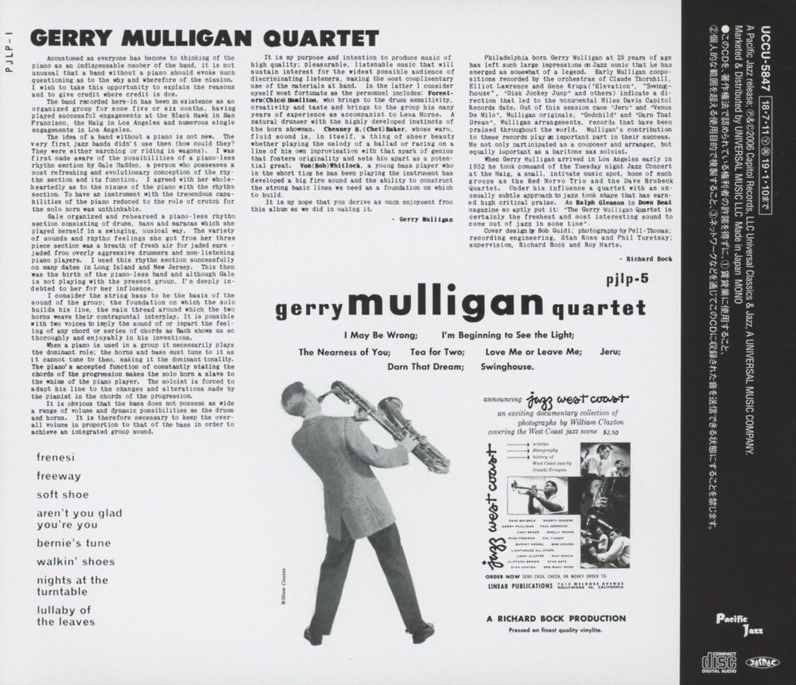 Gerry Mulligan Original Gerry Mulligan Quartet Pacific Jazz