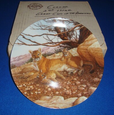 KNOWLES THE COUGAR GREAT CATS OF AMERICAS PLATE w/Box