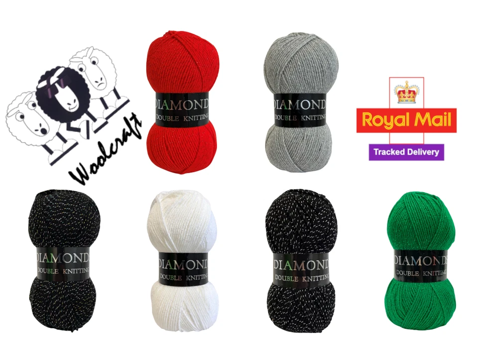 Woolcraft Diamonds DK 100g Knitting Crochet Yarn Sparkle Glitter