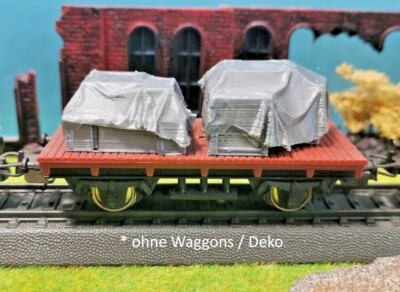 Ladegut 2x Kistenstapel Kisten Box mit Abdeckplane Ladung Modellbau H0 1:87 1/72