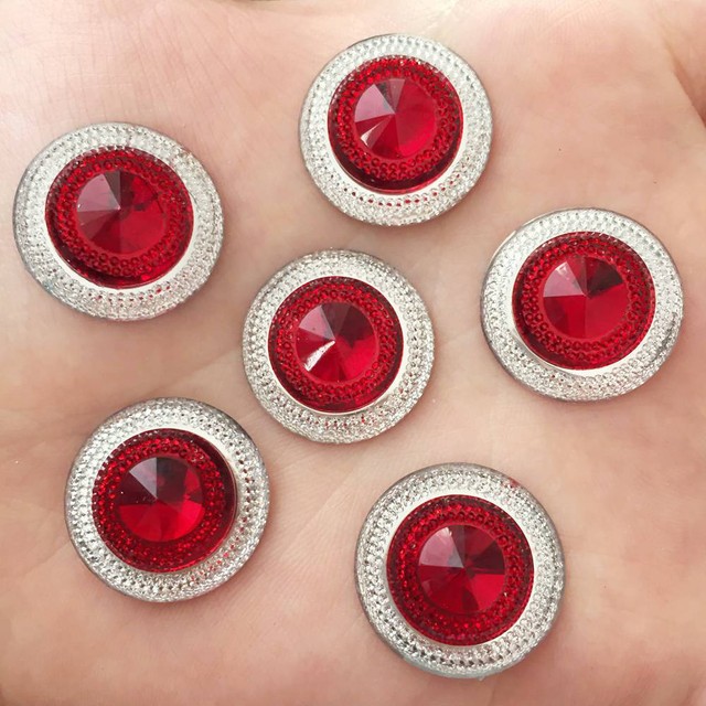 New 10 Pcs 20mm shiny AB resin round Flatback Rhinestone wedding buttons DIY