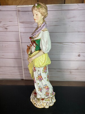 Meissen Large Figurine Sculpture of Woman Holding Broken Pot As Is 19  High