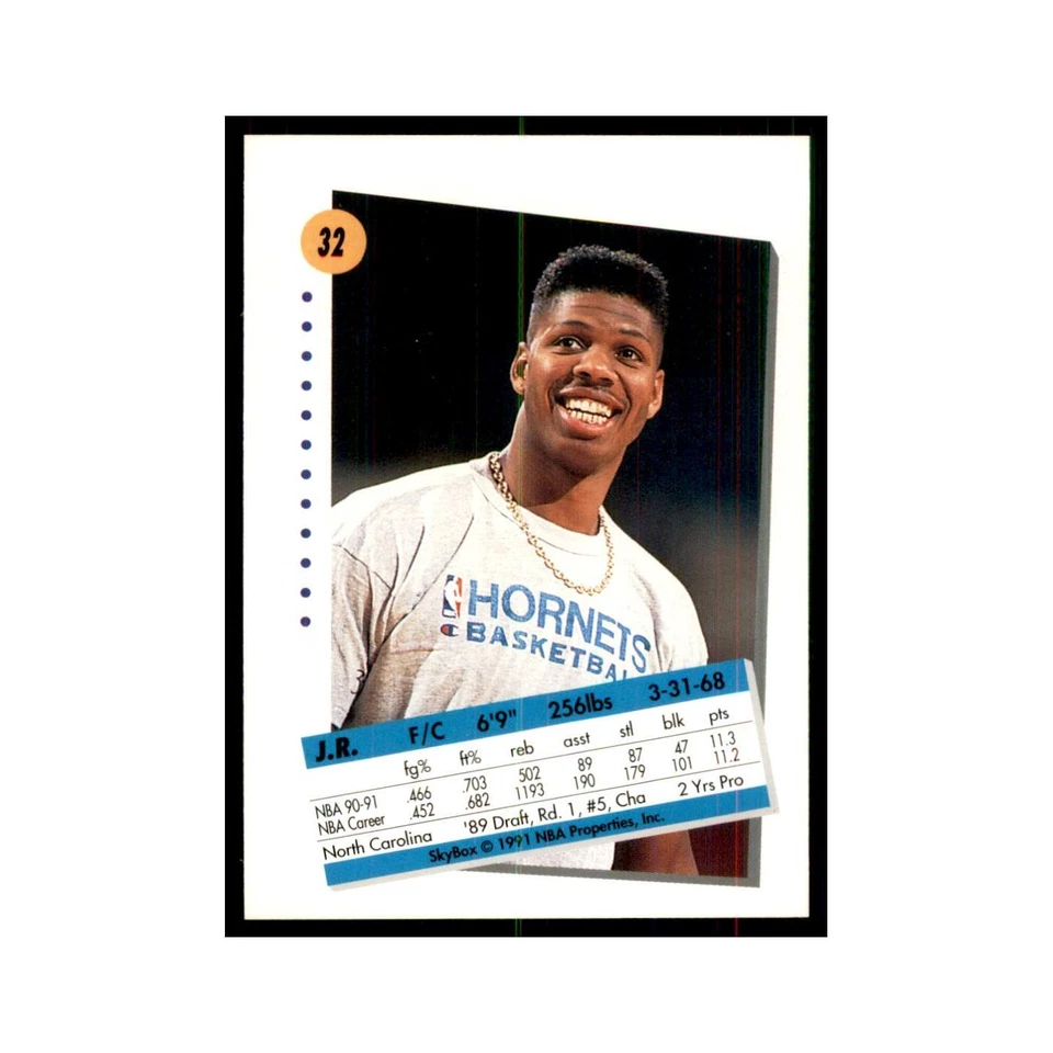 1991 SkyBox J.R. Reid Basketball Cards #32 - Image 2 of 3