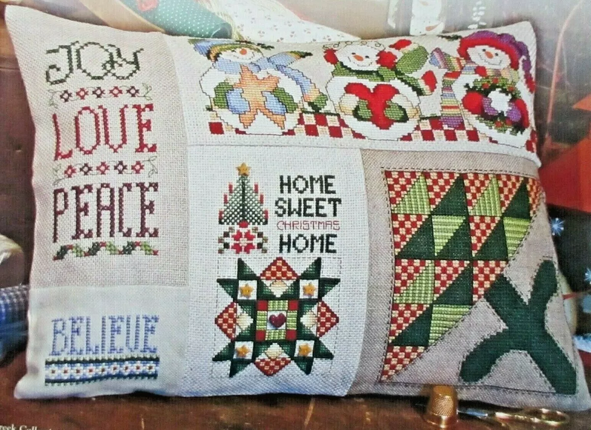 Cozy Christmas Pillow magazine cross stitch pattern Snowman