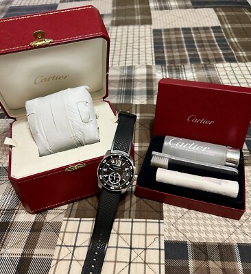 Cartier Calibre de Automatic 42mm Men s Diver Watch Ceramic Bezel Ref 3729