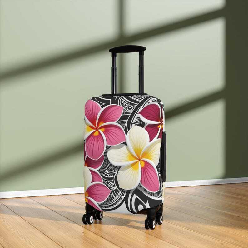 Polynesian Luggage Cover, Hawaiian Travel Suitcase Protector, Elastic Baggage Sl