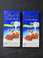(2) Lindt Classic Recipe Hazelnut Milk Chocolate Bars 4.4 Oz Each Yummy! @6