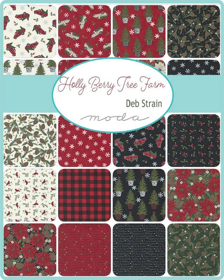 Holly Berry Tree Farm Moda Fat Quarter Bundle 100% Cotton 18"x22" Precut Fabric - Image 2 of 2