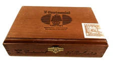 Vintage Wooden Cigar Box 'V Centennial Honduras Robustos' 5.5"x8.5"x2.25" Hinged