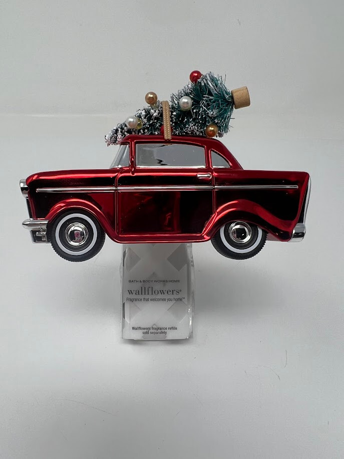 Bath & Body Works Red Classic Car with Christmas Tree Wallflower Plug Diffuser-image