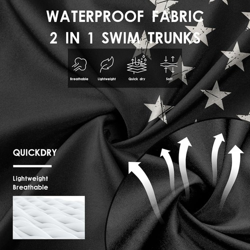 Mens Swim Trunks with Compression Liner 9" Board Shorts 2 in 1 Quick Dry - Picture 12 of 48