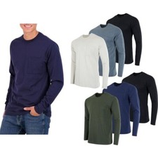 Men's Cotton Long Sleeve T-Shirt with Chest Pocket 3-Pack
