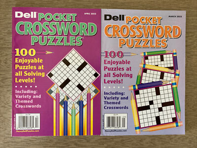 Lot of 2 New Dell Pocket Crossword Puzzle Books Easy-Expert W45