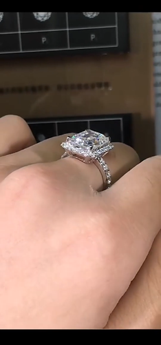 4.2Ctw Emerald Cut Moissanite Classic Halo Engagement Ring 14K White Gold Plated - Video 1 of 1