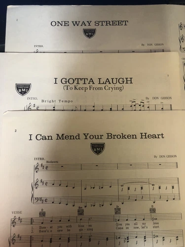 3 Acuff/Rose Sheet Music DON GIBSON from 1961/62 (Country)