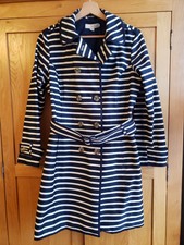 Boden Stripey Trench Coat/mac/jacket. Size Petite 14. Immaculate