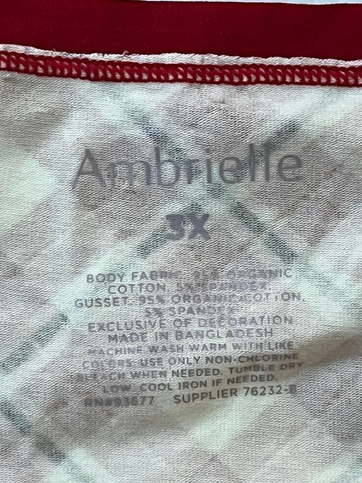 Ambrielle ORGÁNICO Algodón Rojo Caramelo Encaje Cuadros Calzoncillos Talla 3X Nuevo con Etiquetas Foto 4 de 4
