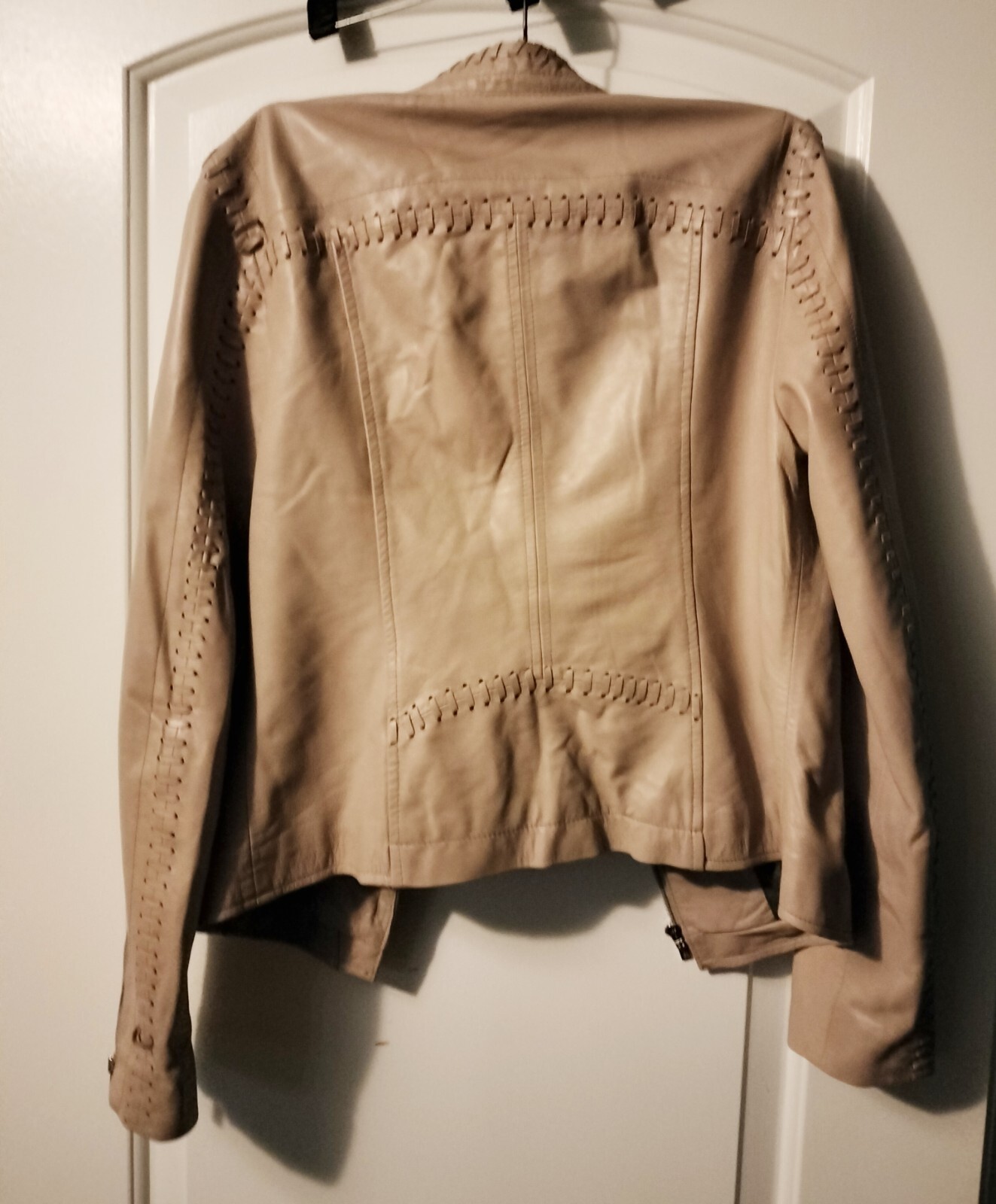 Black Rivet Faux Leather Jacket lace Trim SMALL Women… Gem