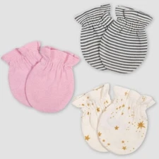 Gerber Baby Girls' 3Pk Princess Mittens 0-3 M NWT 1000000071