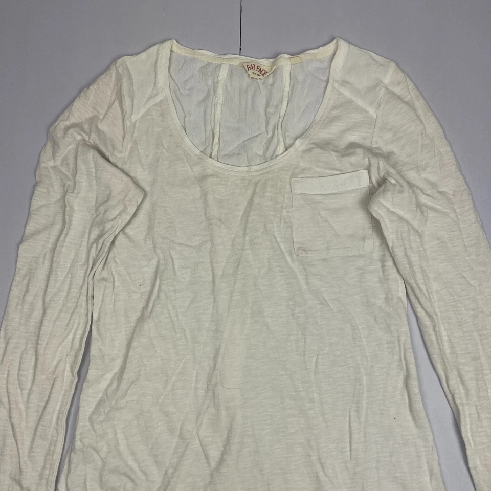 Blusa túnica de manga larga Fat Face Top 6 blanca para mujer lisa - Imagen 4 de 4