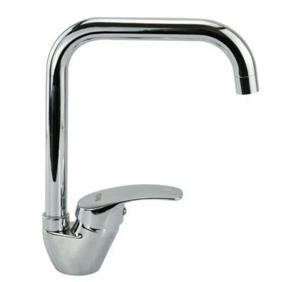 RUBINETTO CUCINA MISCELATORE LAVELLO CANNA ALTA QUADRATA IN OTTONE CROMATO