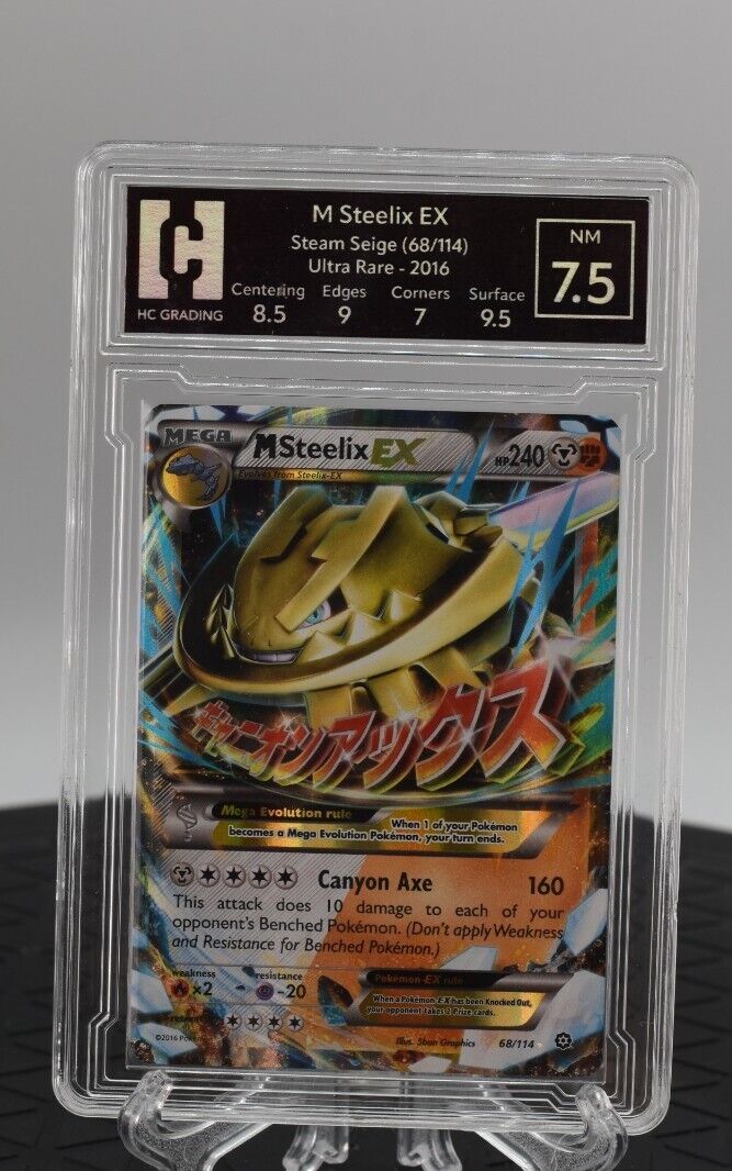 POKEMON HC GRADING 7.5 T 2016 XY Steam Siege Mega M Steelix EX 109/114 Full Art