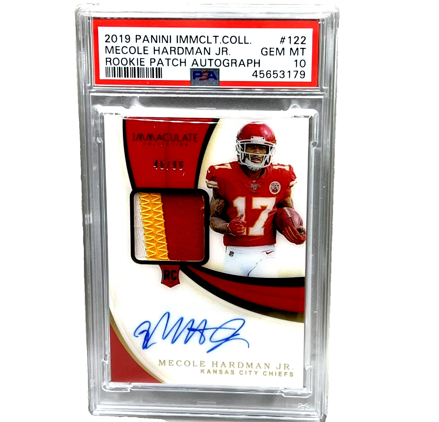Mecole Hardman Panini Immaculate Collection #122 Rookie Patch Autograph