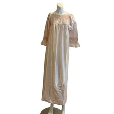 Vintage Christian Dior Nightgown Lace Trim Bell Sleeves Pale Pink Hand dyed