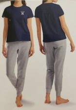Hard To Find Tommy Hilfiger XS 2 Piece Jogger Lounge Wear Navy/Heather Gray