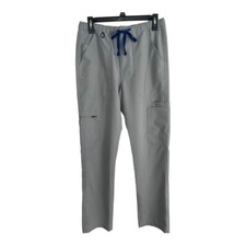 Figs Womens Scrub Pants Size Small Gray PO 1299 Pockets Elastic Waist Tie Flaw