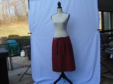 Vintage Carroll Reed Ski Shops red Plaid skirt New Hampshire acetate lining