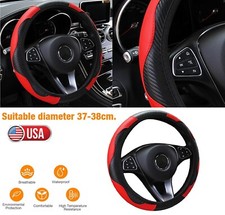 Universal Leather Car Steering Wheel Cover Anti-slip Accessories Black 15''/38cm