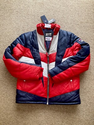FILA X Schott Lederjacke ''IRVING'' Herren rot, weiß, blau (L) Größe - UVP 750£