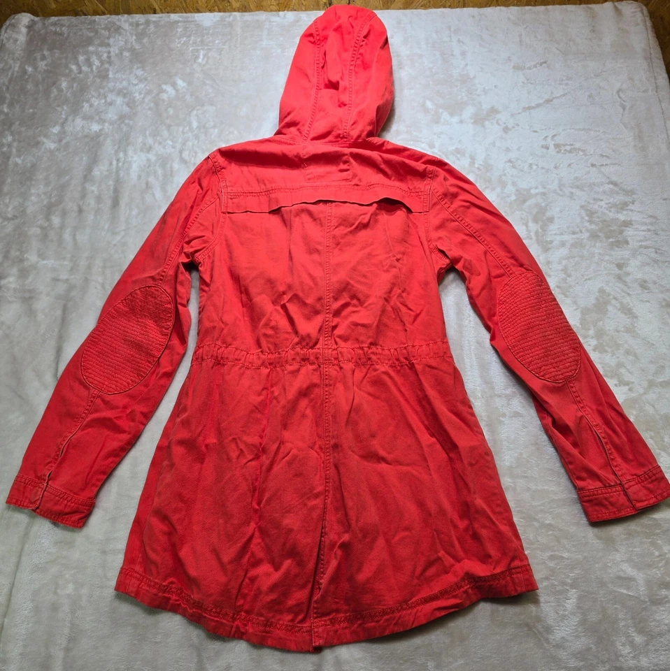 Chaqueta de mezclilla Mossimo naranja brillante con capucha y cremallera para mujer con bolsillos talla M Foto 4 de 4