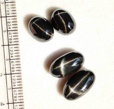 Black Star Diopside 15.40 Ct 7.5 13.5 Mm Oval Pair Cab 4 Ray Black Star 4 Pcs