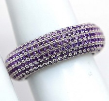 3CT Amethyst 925 Solid Genuine Sterling Silver Eternity Ring Sz 6,7,8,9 ZB8